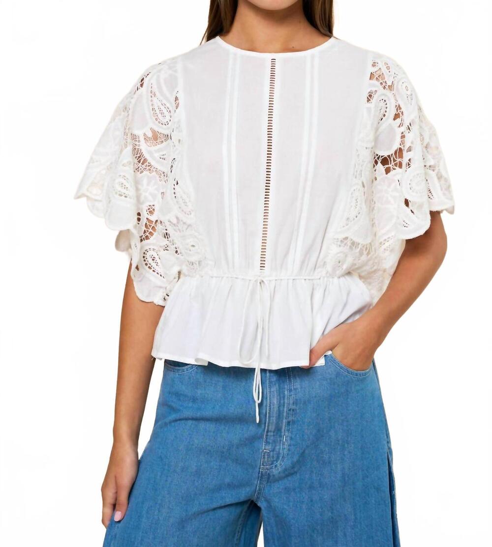 NEW LALAVON lace eyelet blouse in off white